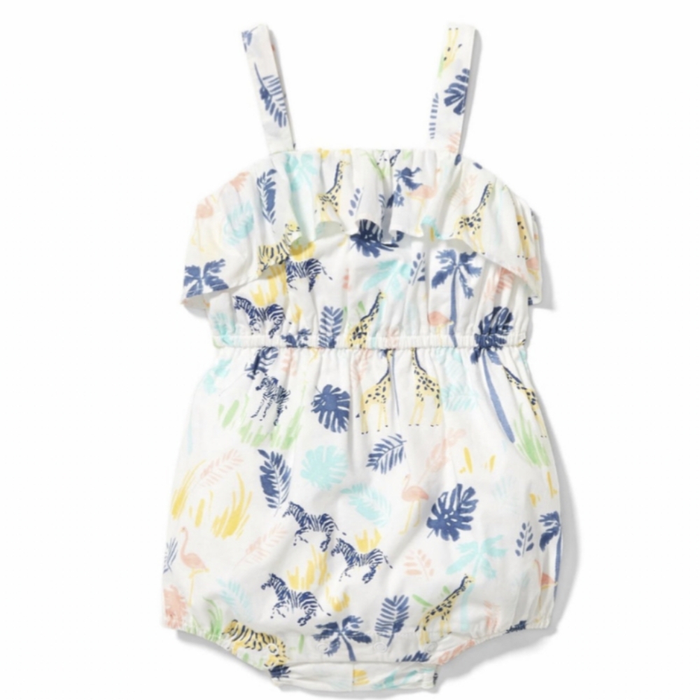 Janie and Jack Baby Girl Safari Print Romper